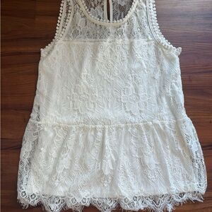 Paper Tee White Lace Sleeveless Blouse